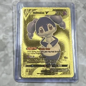 Tarjeta Fan Art dorada Indeedee Pokemon en relieve coleccionable - Imagen 1 de 5