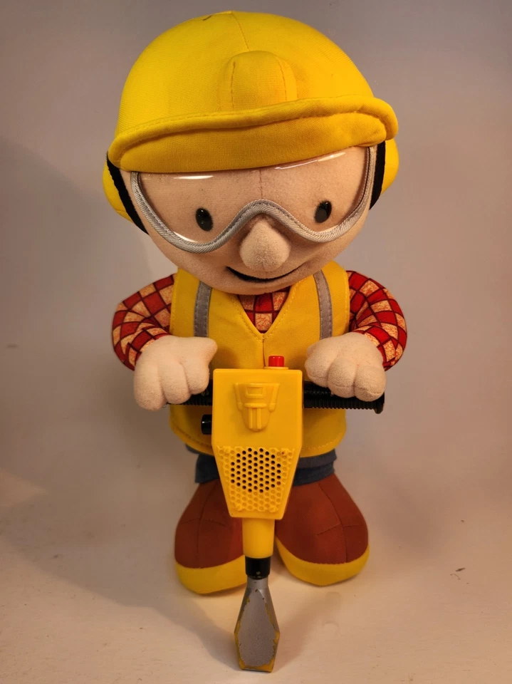 2001 Hasbro Animated Talking Bob the Builder Jackhammering Stuffed Doll Figure - Image 1 of 4