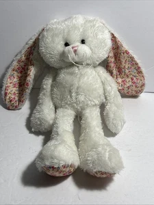 Ganz 10" Wooly Easter Bunny Stuffed Animal W/ Floral Ears & Feet -Floppy Rabbit - Picture 1 of 11