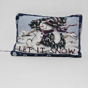 Nadelspitze Überwurf Kissen Let It Snow Schneemann Winter Weihnachten Wandteppich 12 x 8 - Bild 1 von 4