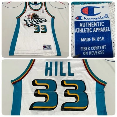 VTG Detroit Pistons Jersey Champion Grant Hill #33 NBA USA Made Sz 40 Mint! - Image 1 of 4