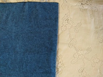 REMNANT Blue Herringbone Design Cotton Flannel Fabric 16" Long x 46" Wide PLUS - Image 1 of 4