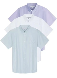 Real Essentials 3 Pack Mens 3XL SS Oxford Solid Button Down with Pocket - Picture 1 of 12