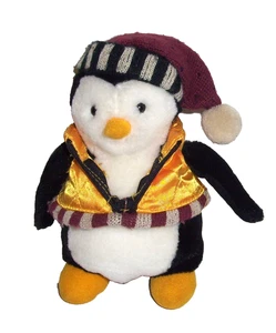 8" FLAW Debbie Mumm Mummford Gold Vest Hugsy Friends Mervyns Penguin Plush - Picture 1 of 3