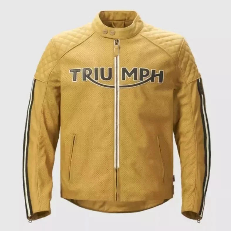 Chaqueta Triumph Motorcycles Braddan Air Race Deportes Cuero Genuino Motociclista Chaqueta Foto 1 de 1