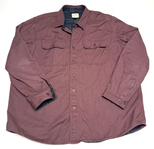 VTG L.L. Bean Flannel Lined Chore Button Up Burgundy Heavy Jacket Men's Size XL - Picture 1 of 5