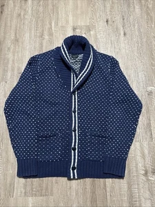 J Crew Cardigan Sweater Men's Medium Blue Merino Wool Blend Shawl Collar - Picture 1 of 9