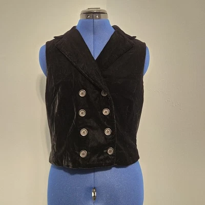 Chaleco Limitado Vintage Años 90 Terciopelo Negro Doble Pecho Talla 8 Foto 1 de 4
