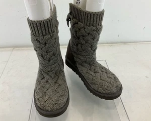 UGG Gray Cable Knit Fabric Suede Isla Boots 10 - Picture 1 of 5