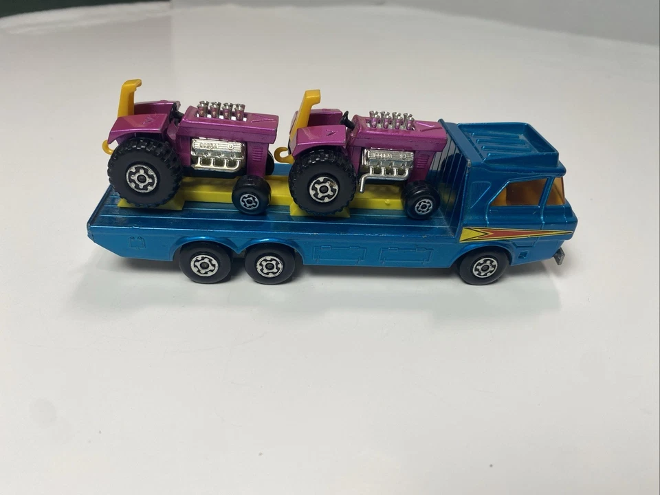 1974-Tractor transportador Matchbox Superkings K-21 con dos tractores ¡Bonito!! Foto 1 de 4