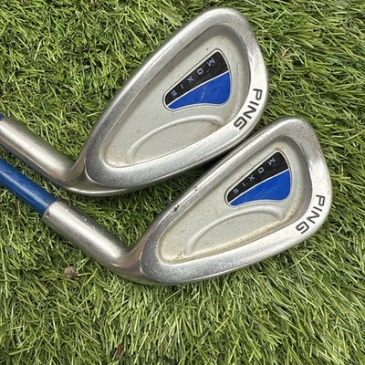 A PAIR OF PING MOXIE JUNIOR GOLF IRONS. 5 & 9 IRON. SUIT PLAYER 5ft TALL - Image 1 of 4