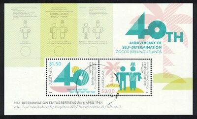 AUSTRALIA COCOS KEELING ISLANDS 2024 40TH ANNIV. SELF DETERMINATION S/SHEET USED - Image 1 of 4