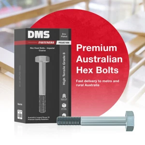 1/4" x 4" Hex Bolt UNC Imperial Coarse 20 TPI High Tensile Grade 8 Zinc - Picture 1 of 1