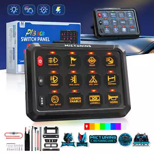 MICTUNING P1B RGB 12 Gang Switch Panel, Toggle Momentary Relay System Box - Picture 1 of 24