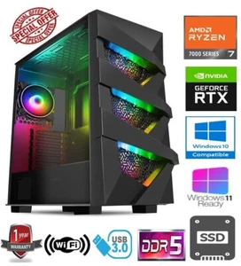 RYZEN 7 GAMING PC - AMD RYZEN 7 7800X3D 16GB RAM 1TB SSD NVIDIA GEFORCE RTX4060 - Picture 1 of 14