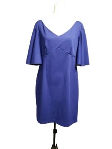 Trina Turk Sheath Dress Womens Sz 12 NWT Cielo Diamond Ponte Flutter Sleeve Blue - Picture 1 of 13