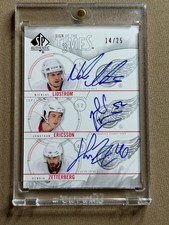 Nick Lidstrom Henrik Zetterberg Jonathan Ericsson Triple Auto 14/25  2009-10 SP