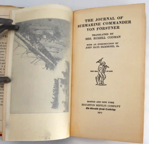 1917 World War I German Submarine Commander Journal Hardcover DJ 1st Illust 136p - Picture 1 of 12