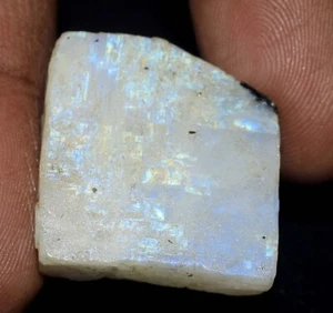 Pietra di Luna Arcobaleno Bianca Naturale 68,30 Ct/26 mm Pietra Preziosa Grezza Certificata E927 - Foto 1 di 9