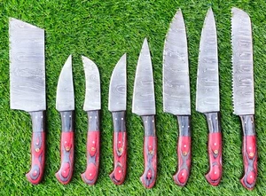 Hunting Expert Damascus Chef Knife Set Santoku Slicing Kitchen Cook Knives 8PCS. - Picture 1 of 13