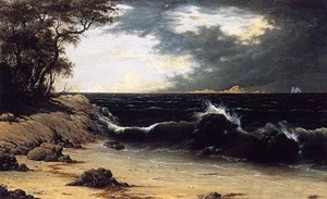 Oil Martin Johnson Heade - Storm Clouds over the Coast wonderful seascape waves - Picture 1 of 1