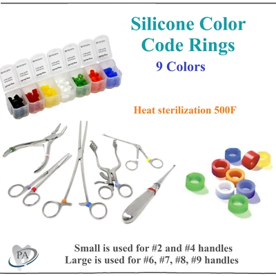 HU-FRIEDY Dental Instrument Silicone Color Code Rings Small(60pc)/Large(60pc) Autoclavable