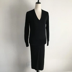 SANDRO Paris Womens sz Small/Medium Black 100% Merino Wool Knit Sweater Dress - Picture 1 of 14