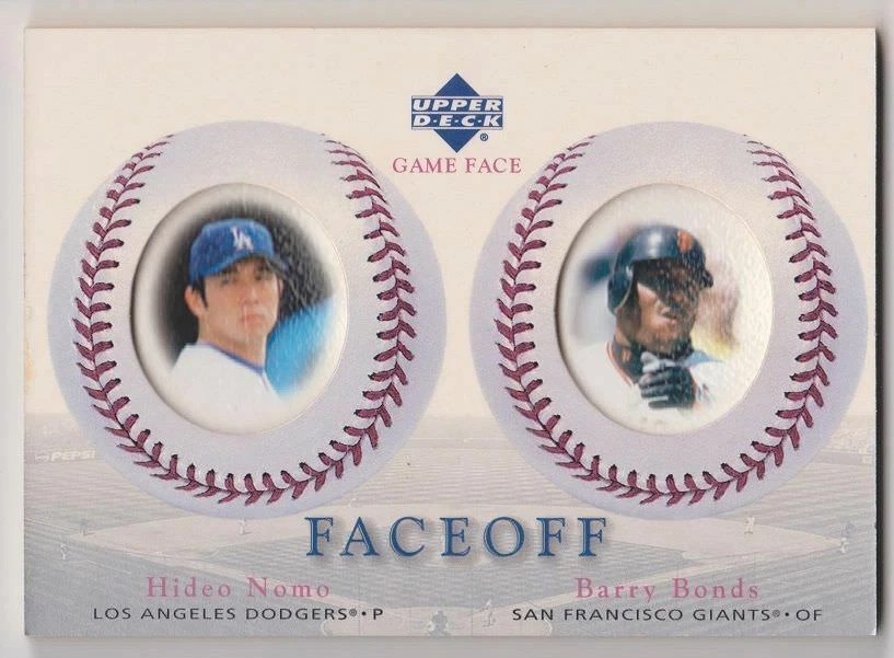 2003 Upper Deck Faceoff Hideo Nomo Dodgers / Barry Bonds Giants - Image 1 of 1