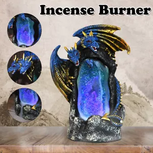 Supporto bruciatore cono incenso Dragon Backflow con regalo fumo cascata poliresina LED - Foto 1 di 8