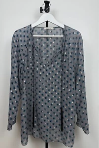 Damen Dorothee Schumacher Seide Langarm Buse Gr. 6 Grau Blau Schwarz 04032501 - Bild 1 von 6
