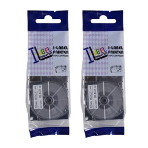 2PK Black on Metallic Tape Cartridge XR-12SR for Casio KL-60 EZ Label 12mm - Picture 1 of 11