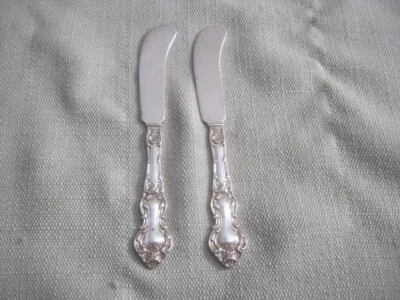 2 esparcidores de mantequilla vintage de plata esterlina, cuchillos, Watson, Meadow Rose, 5 5/8" Foto 1 de 4