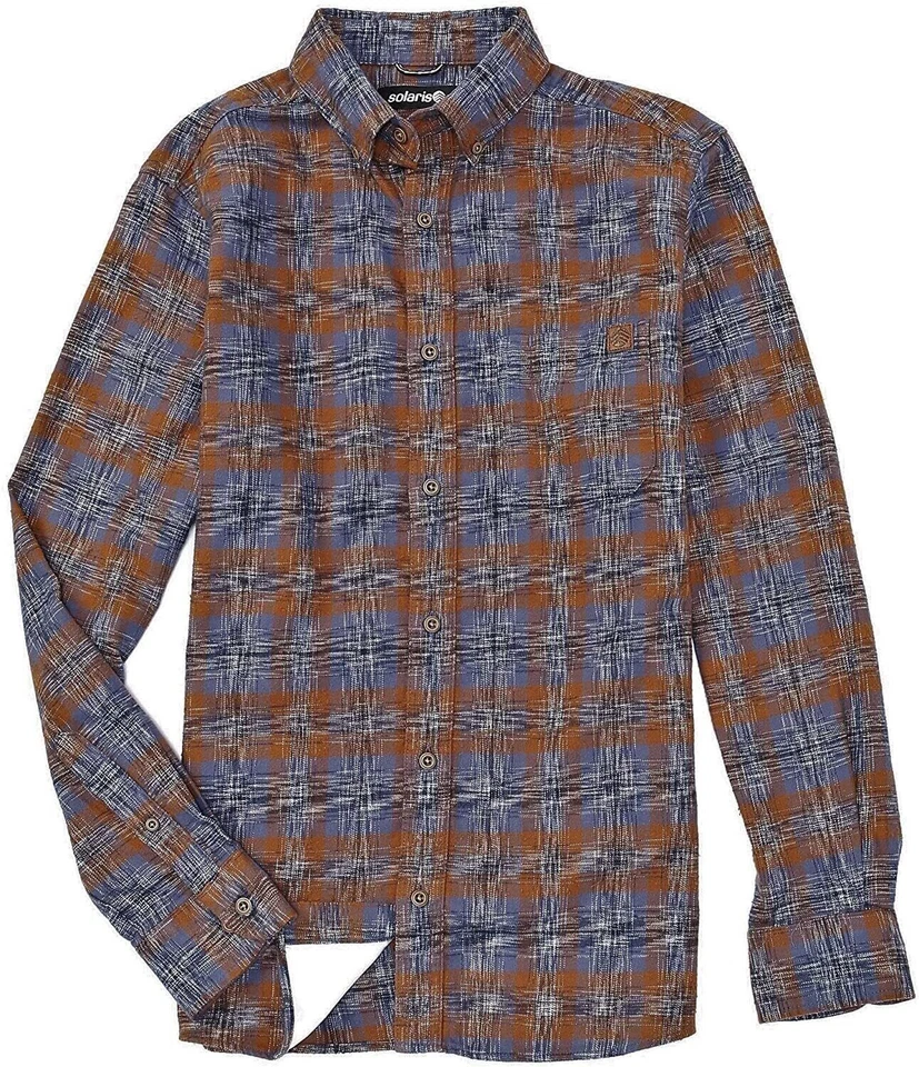 Solaris Outdoors Men's SZ 3XL-Tall Space dyed Plaid LS Pocket Button up Shirt - Image 1 of 3
