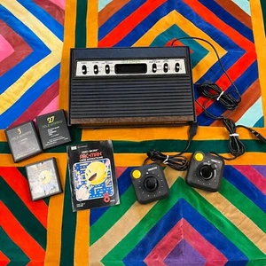 Tele-Games Video Arcade Atari 2600 Console UNTESTED + 3 Games & 2 Joysticks - Picture 1 of 9