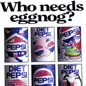 Pepsi Christmas Vintage 98 Diet Pepsi Santa Who Needs Eggnog Original Print Ad - Picture 1 of 5