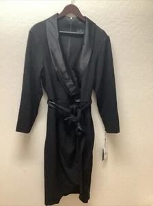 Adrianna Papell Black Tuxedo Faux Wrap Dress Size 20W - Picture 1 of 2