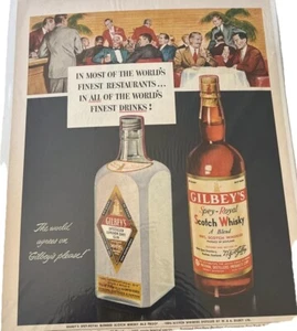 Whisky escocés Gilbey's Spey-Royal 1950 y anuncio de ginebra seca Londres destilado - Imagen 1 de 3