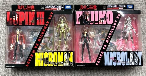 TAKARA TOMY Lupin III & Fujiko Vs Microman Set of 2 Figure 40Th Limited Rare JP Cover