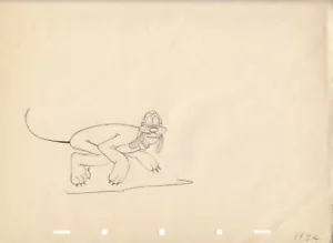 RARE 1944 DISNEY PRODUCTION "SPRINGTIME FOR PLUTO" ANIMATION ART DRAWING COA - Picture 1 of 5
