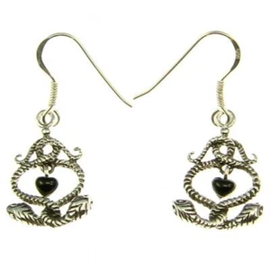 Snake Heart Earrings 925 Silver Symbol Jewelry - New - Picture 1 of 1