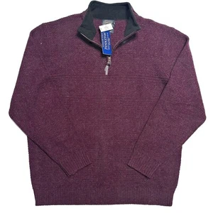 Pendleton Washable Shetland Wool Sweater Mens 2XL Rust Red 1/4 Zip NWT NEW - Picture 1 of 12