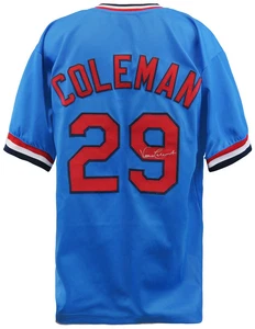 Vince Coleman (CARDINALS) Signed Blue Custom Baseball Jersey - (SCHWARTZ COA) - Picture 1 of 3