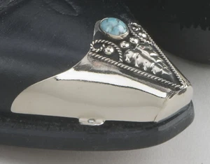 WESTERN COWBOY BOOT TIPS SET of 2 - Genuine Turqoise - Flat Tips - Picture 1 of 1