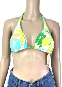 Neu O'Neill Neckholder-Bikini-Top Hawaii tropisch gelb grün Größe Small - Bild 1 von 8