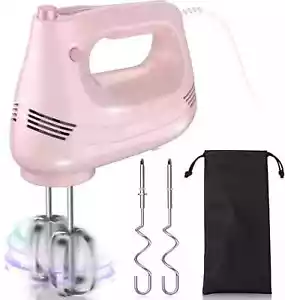 PINK Handheld Mixer for Baking Cakes, Eggs, Cream. Turbo Boost /5 Speed Blender - Picture 1 of 7