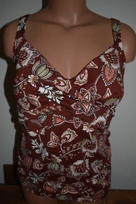 Lands End Mujer Óxido Paisley Tankini Traje De Baño Top 16W ¡LINDO! Control con aros Foto 1 de 2