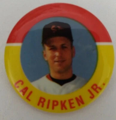 Cal Ripken Jr. #8 1992 JKA Vincentown All-Star MLB Pin-back Button Yellow/Red - Image 1 of 4