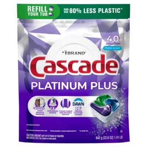 Cascade Platinum Plus Action Pacs Dishwasher Detergent - Fresh - 40ct safe for - Picture 1 of 4