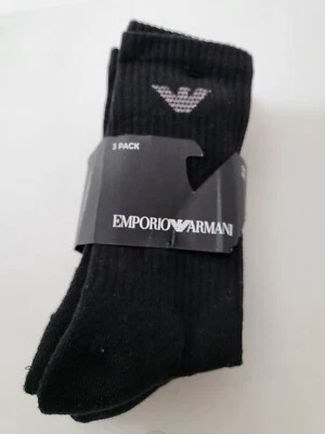 Pack de 3 CALCETINES DEPORTIVOS CLÁSICOS ACOLCHADOS Emporio Armani para hombre talla L 6-12 negros Foto 1 de 3