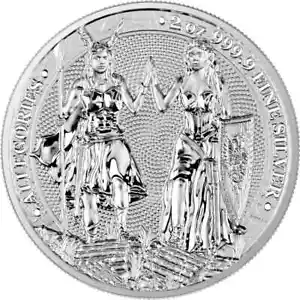 GALIA GERMANIA 2023 10 MARK 2 OZ REINES SILBER BU RUNDE KAPSEL COA BLISTERPACK - Bild 1 von 3